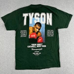Mike Tyson Collection Mens Green Graphic T Shirt Medium Heavyweight Champion